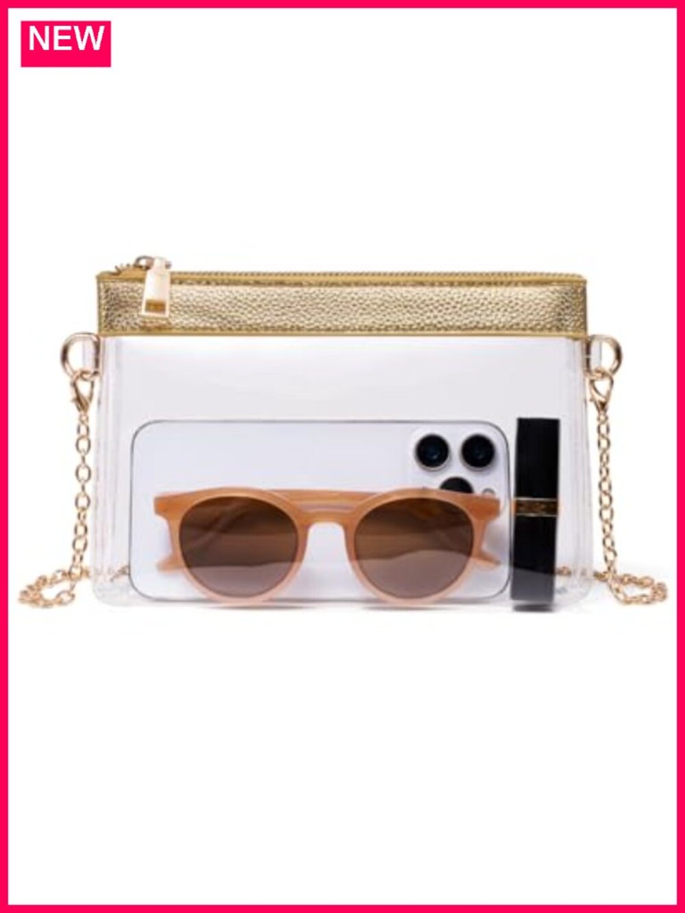 Stadium Approved Clear Crossbody Bag with Adjustable Chain Strap